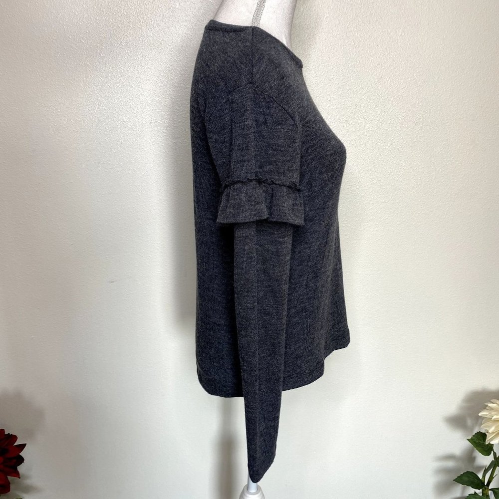 Workshop Republic Gray Ruffle Sleeve Sweater - image 3